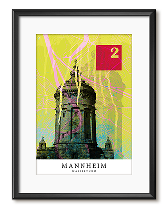 Mannheim Stadtplan mit Wasserturm MA 05