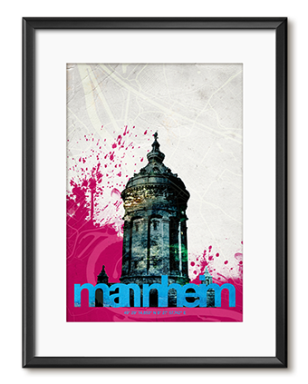 Mannheim Stadtplan mit Wasserturm MA10