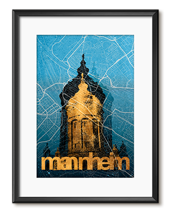 Mannheim Stadtplan mit Wasserturm MA11